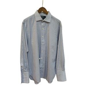 Polo Ralph Lauren Men’s Dress Shirt, Blue & White Stripe, 17-34, French Cuff